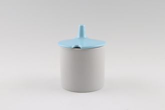 Sell Poole Twintone Dove Grey and Sky Blue Sugar Bowl - Lidded (Tea) Straight Sided 2 3/4" x 2 3/4"
