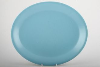 Poole Twintone Dove Grey and Sky Blue Oval Platter 11 7/8"
