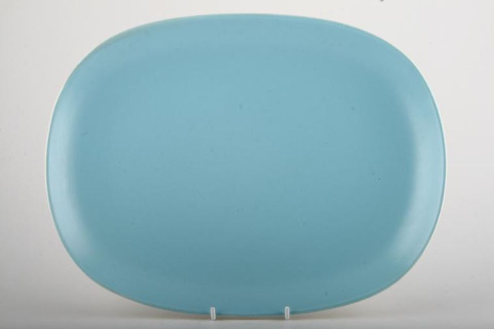 Poole Twintone Dove Grey and Sky Blue Oblong Platter 13 3/4"
