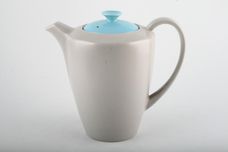 Poole Twintone Dove Grey and Sky Blue Coffee Pot short spout 2pt thumb 1