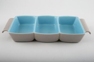 Sell Poole Twintone Dove Grey and Sky Blue Serving Dish Divided dish (3 parts) 10 1/4" x 5 1/4"