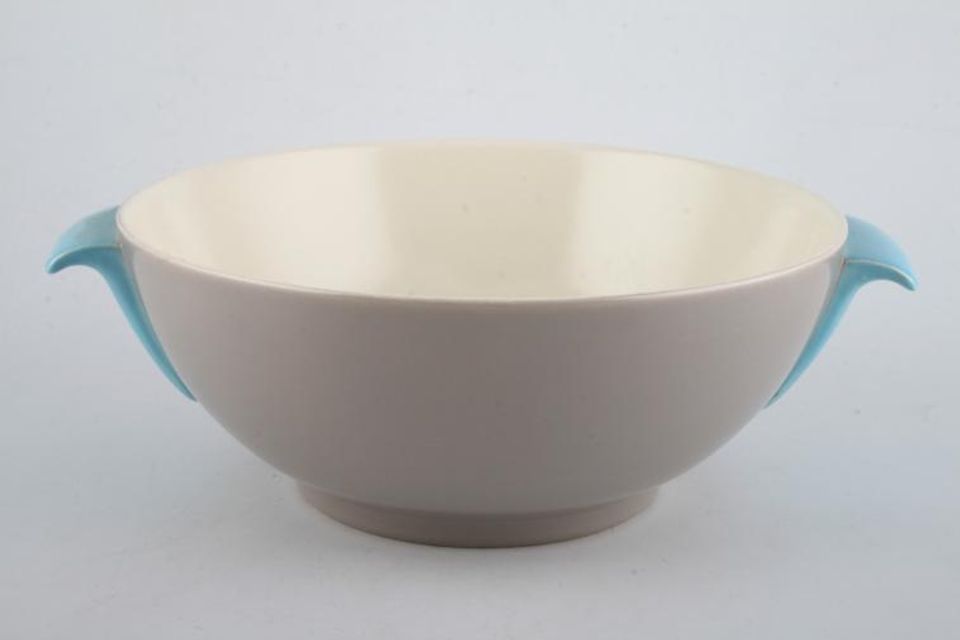 Poole Twintone Dove Grey and Sky Blue Vegetable Tureen Base Only 9 3/4"
