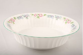 Royal Worcester English Garden - Ribbed - Green Edge Serving Bowl Ribbed Inside And Outside 9 1/2"