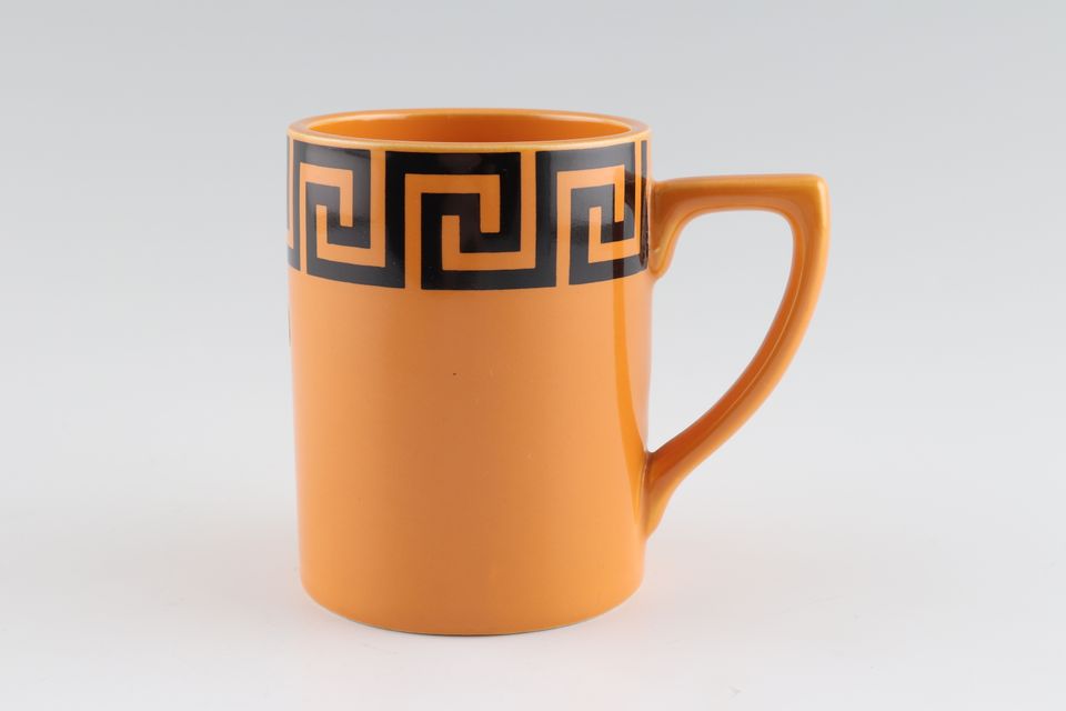 Portmeirion Greek Key - Orange + Black Coffee/Espresso Can 2 3/8" x 3 1/8"