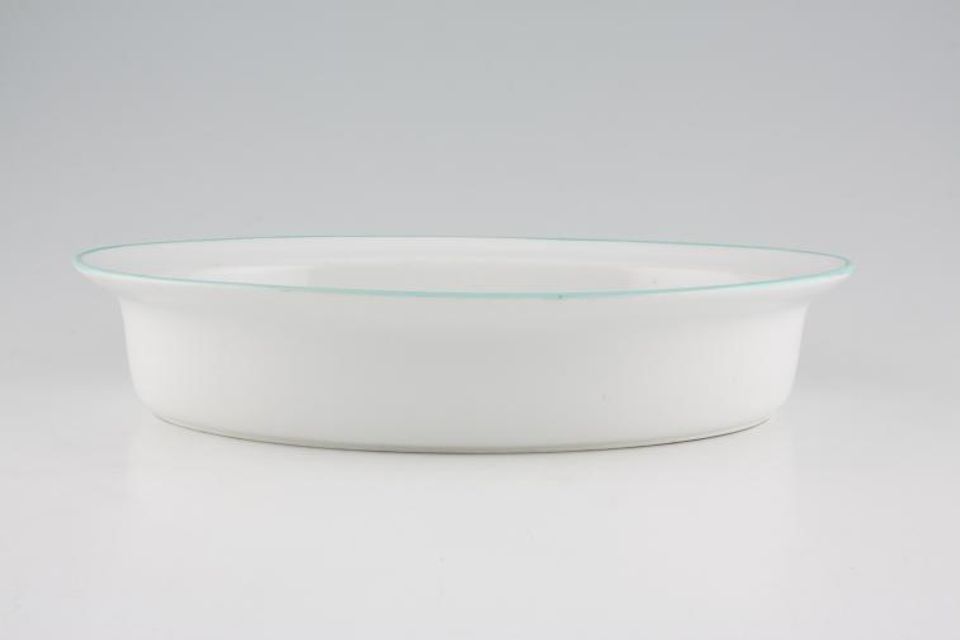 Royal Worcester Strawberry Fair - Green Edge Pie Dish Oval, rimmed 11 1/4"