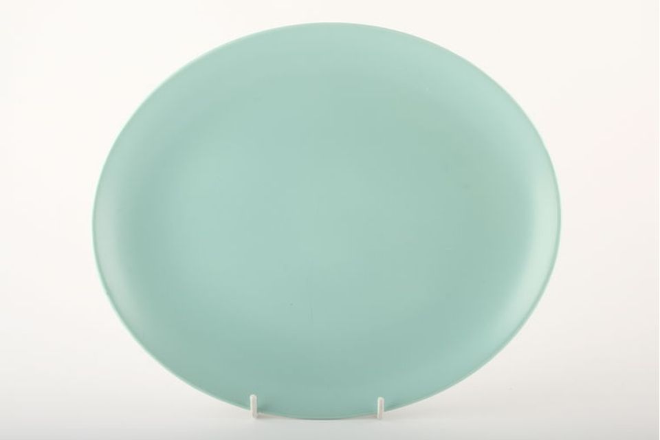 Poole Twintone Seagull and Ice Green Oval Plate 11"