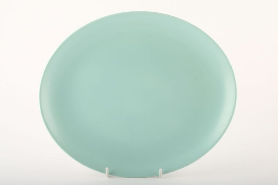 Poole Twintone Seagull and Ice Green Oval Platter 14"