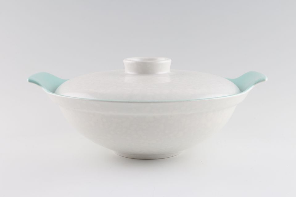 Poole Twintone Seagull and Ice Green Vegetable Tureen with Lid Ice Green inside, Seagull outside - handles turn upwards 10 1/4"