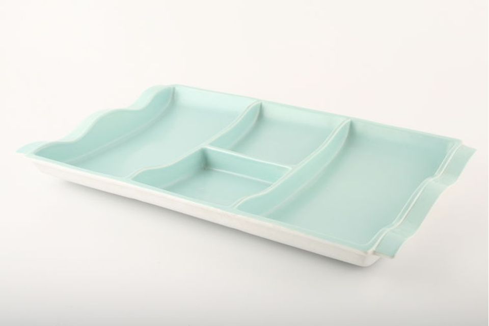 Poole Twintone Seagull and Ice Green Hor's d'oeuvres Dish Ice Green 13 1/2" x 8 1/2"