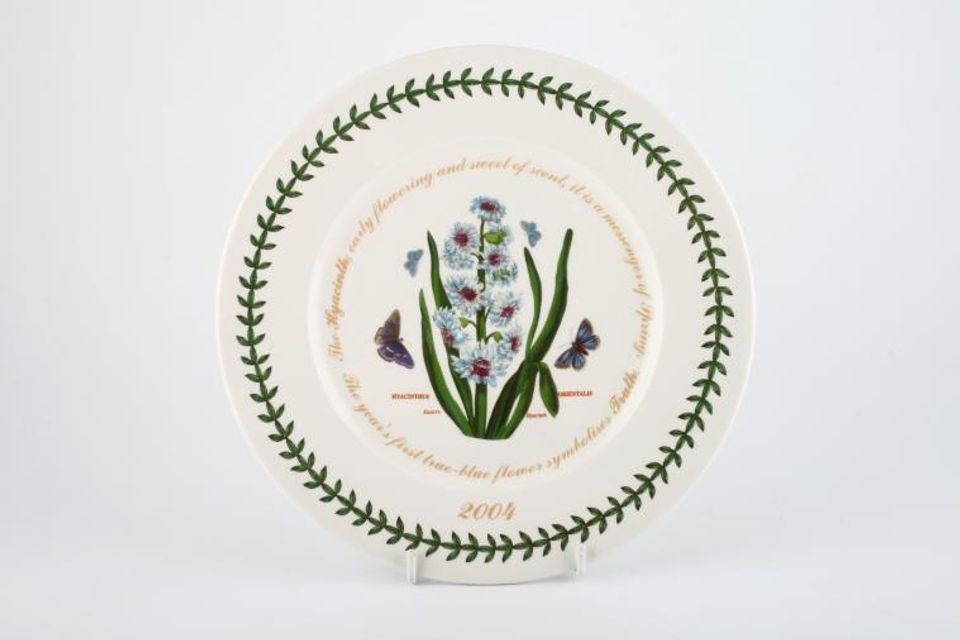 Portmeirion Botanic Garden Breakfast / Lunch Plate Hyacinthus Orientalis - Eastern Hyacinth - 2004 and words around well of plate 9 1/4"