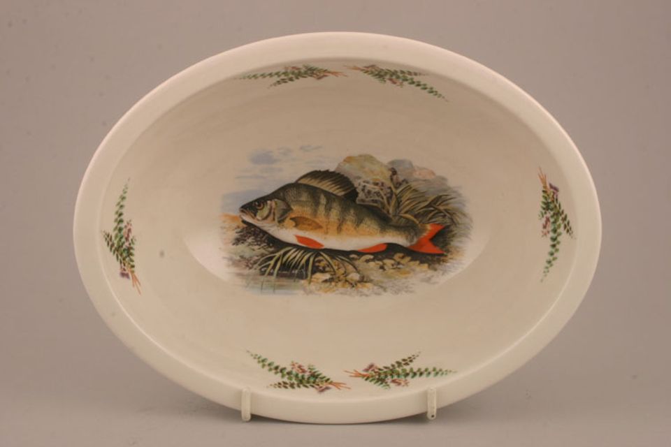 Portmeirion Compleat Angler - The Serving Bowl Oval - Perch - Perca Fluviatilis - No name inside bowl 9 1/8" x 6 7/8" x 2 3/4"