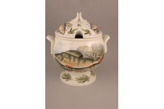 Portmeirion Compleat Angler - The Soup Tureen + Lid Perch - Perca Fluviatilis - Perch on base - Various on lids - Old backstamp 9pt