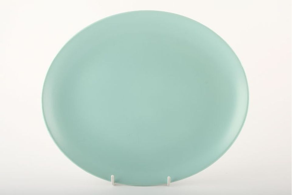 Poole Twintone Seagull and Ice Green Oval Platter 11 7/8"