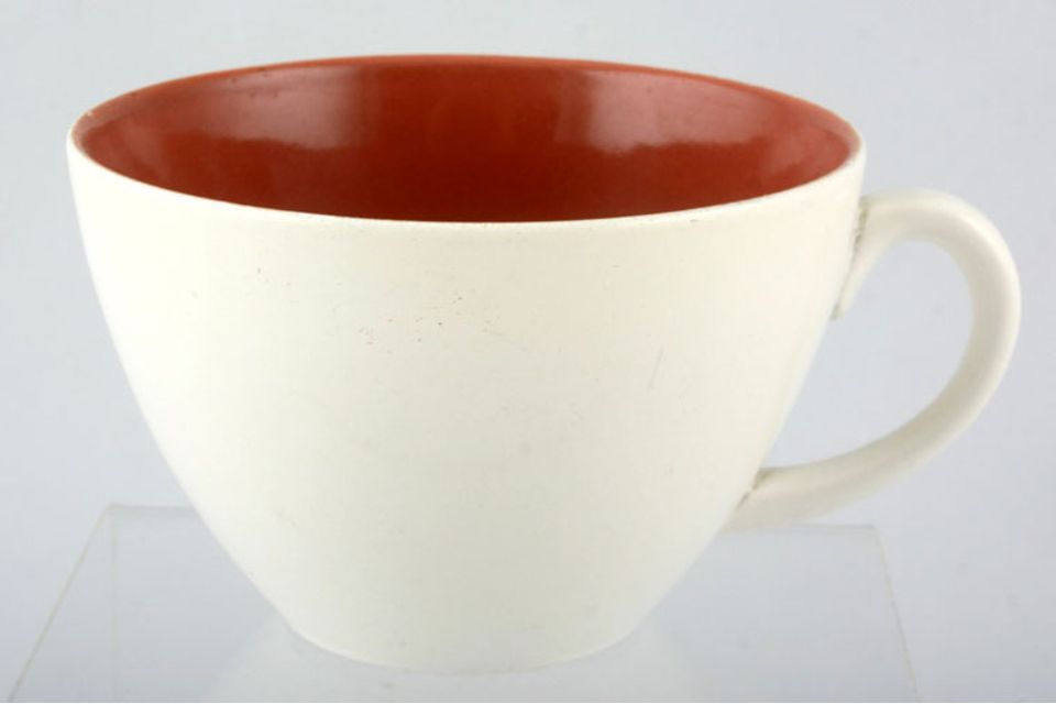 Poole Indian red and Magnolia Teacup 3 5/8" x 2 3/8"