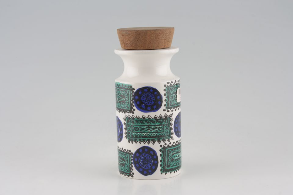 Portmeirion Talisman - Blue and Green Storage Jar + Lid Wooden lid 3" x 6"