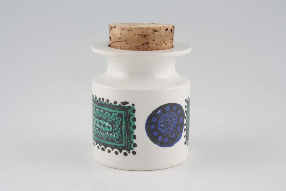 Portmeirion Talisman - Blue and Green Storage Jar + Lid Cork lid 2 3/4" x 3 1/4"