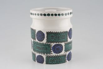Portmeirion Talisman - Blue and Green Storage Jar + Lid Pattern on lid - Ceramic lid 5" x 6 1/8"