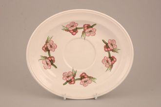 Sell Portmeirion Pomona - Older Backstamps Gravy Jug Stand Oval - no fruits on item - just pink flowers 7 3/4" x 6 1/2"