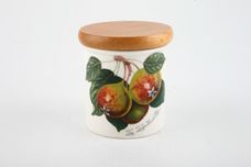 Portmeirion Pomona - Older Backstamps Storage Jar + Lid The Teinton squash pear - wooden lid 2 3/8" x 2 5/8" thumb 1