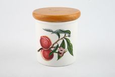 Portmeirion Pomona - Older Backstamps Storage Jar + Lid Grimwoods royal george - Peach - Wooden lid 2 3/8" x 2 5/8" thumb 1