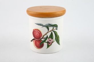 Sell Portmeirion Pomona - Older Backstamps Storage Jar + Lid Grimwoods royal george - Peach - Wooden lid 2 3/8" x 2 5/8"