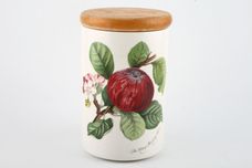 Portmeirion Pomona - Older Backstamps Storage Jar + Lid The Hoary morning apple - Wooden lid 4 1/8" x 6 1/4" thumb 1
