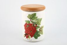 Portmeirion Pomona - Older Backstamps Storage Jar + Lid The Red currant - Wooden lid 3 5/8" x 4 7/8" thumb 1