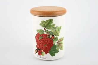 Portmeirion Pomona - Older Backstamps Storage Jar + Lid The Red currant - Wooden lid 3 5/8" x 4 7/8"