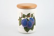 Portmeirion Pomona - Older Backstamps Storage Jar + Lid L'imperatrice plum - Wooden lid 3 5/8" x 4 7/8" thumb 1