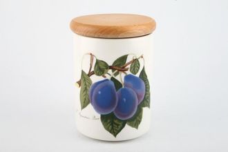 Portmeirion Pomona - Older Backstamps Storage Jar + Lid L'imperatrice plum - Wooden lid 3 5/8" x 4 7/8"
