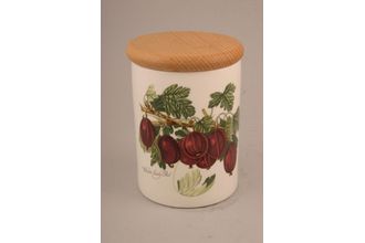 Portmeirion Pomona - Older Backstamps Storage Jar + Lid Wilmots early red - Wooden lid 3 5/8" x 4 7/8"