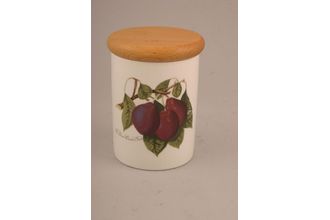 Portmeirion Pomona - Older Backstamps Storage Jar + Lid The Reine claude plum - Wooden lid 3 1/8" x 4"