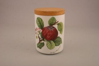 Portmeirion Pomona - Older Backstamps Storage Jar + Lid The Hoary Morning Apple - Wooden lid 3 5/8" x 4 7/8"