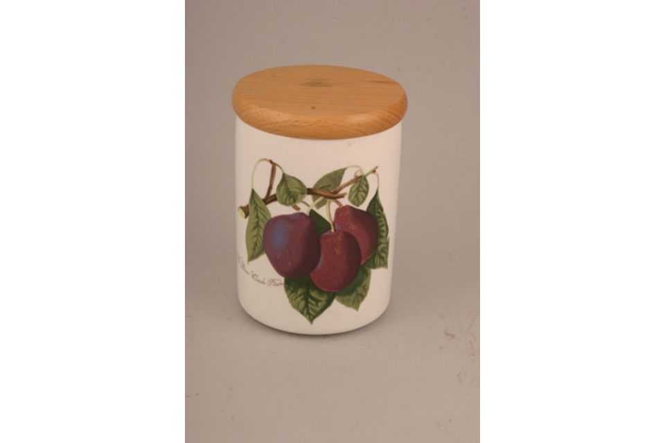 Portmeirion Pomona Storage Jar + Lid The Reine Claude Plum - Wooden Lid 3 5/8" x 4 7/8"