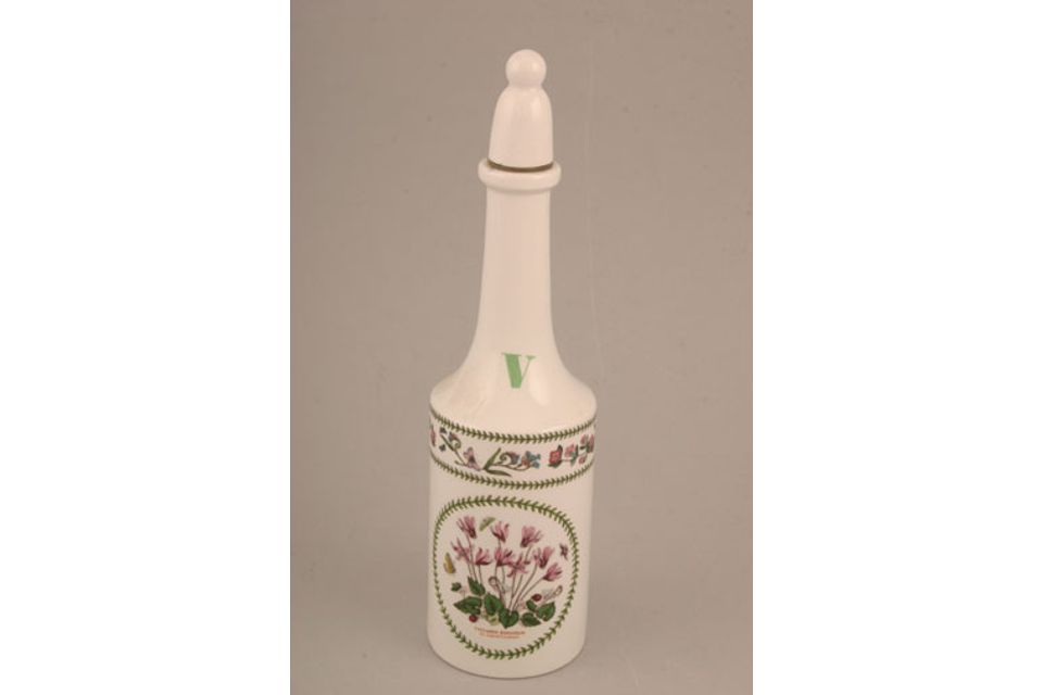 Portmeirion Variations - Botanic Garden Vinegar Bottle + Stopper Cyclamen Repandum - Ivy Leaved Cyclamen - Ceramic lid 8 3/4"