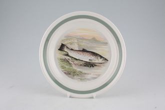 Portmeirion Compleat Angler - The Tea / Side Plate Great Lake Trout - Salmo Ferox - Old Backstamp - Green Edge 7 1/4"