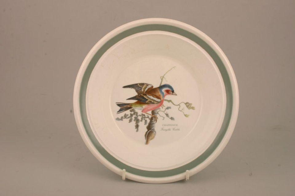 Portmeirion Birds of Britain - Backstamp 2 - Green and Orange Rimmed Bowl Green Band - Chaffinch 8 3/4"