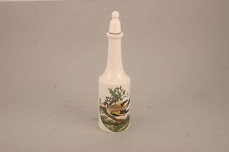 Portmeirion Birds of Britain - Backstamp 2 - Green and Orange Vinegar Bottle + Stopper Goldfinch - Ceramic Stopper 9"