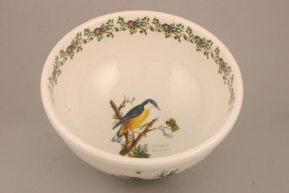 Portmeirion Birds of Britain - Backstamp 2 - Green and Orange Serving Bowl Nuthatch 9 1/4" x 4 1/4"