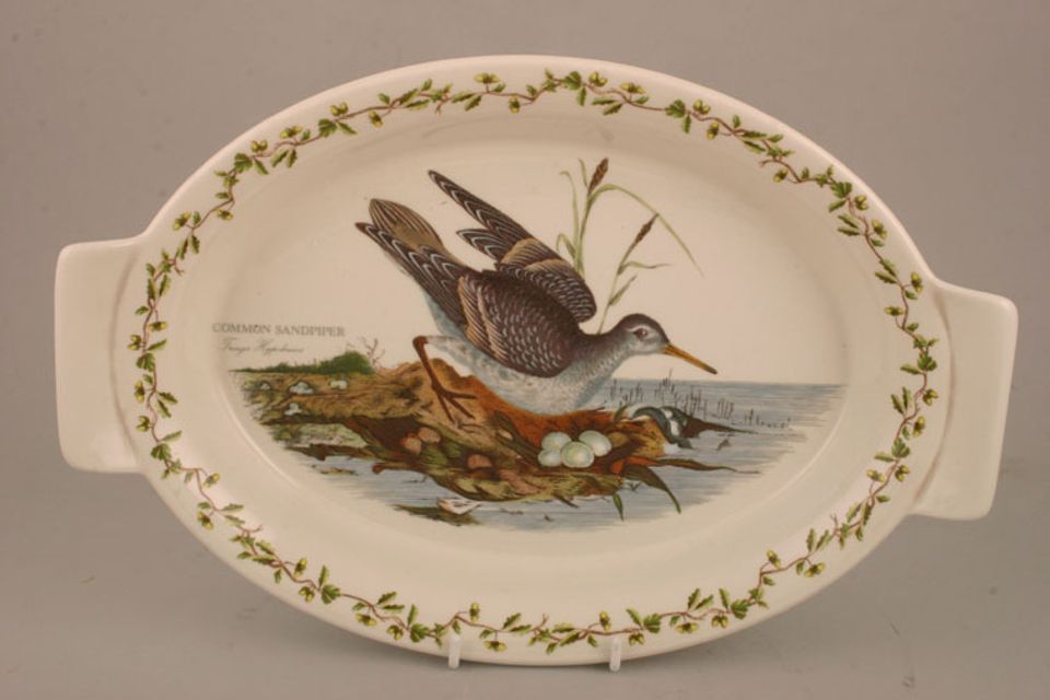 Portmeirion Birds of Britain - Backstamp 3 - New Serving Dish Oval - Eared - Common Sandpiper 12 5/8" x 8 1/2"