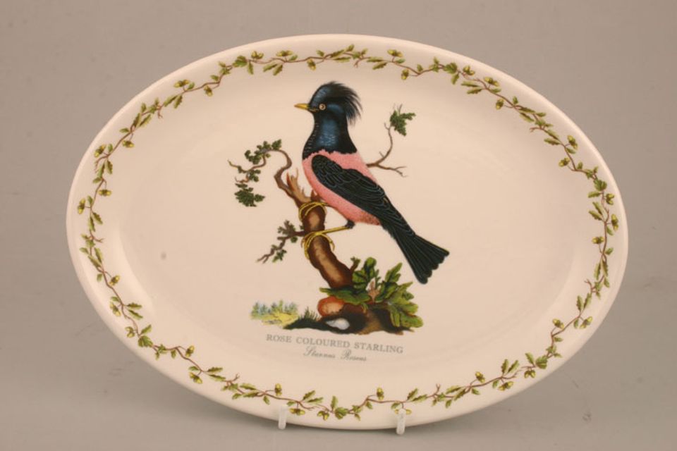 Portmeirion Birds of Britain - Backstamp 3 - New Platter Rose Coloured Starling - Oval 10 5/8"