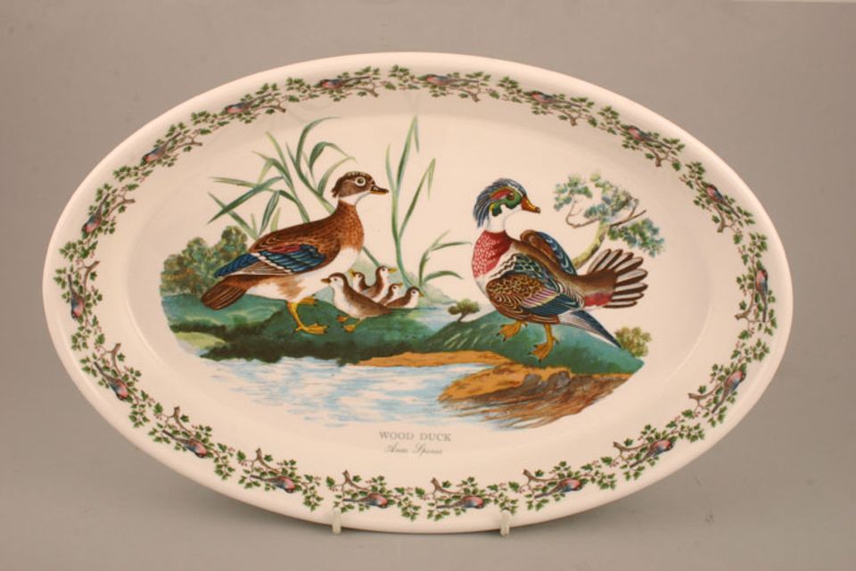 Portmeirion Birds of Britain - Backstamp 3 - New Baking Dish Wood Duck - Oval 14 3/8" x 9 1/4"