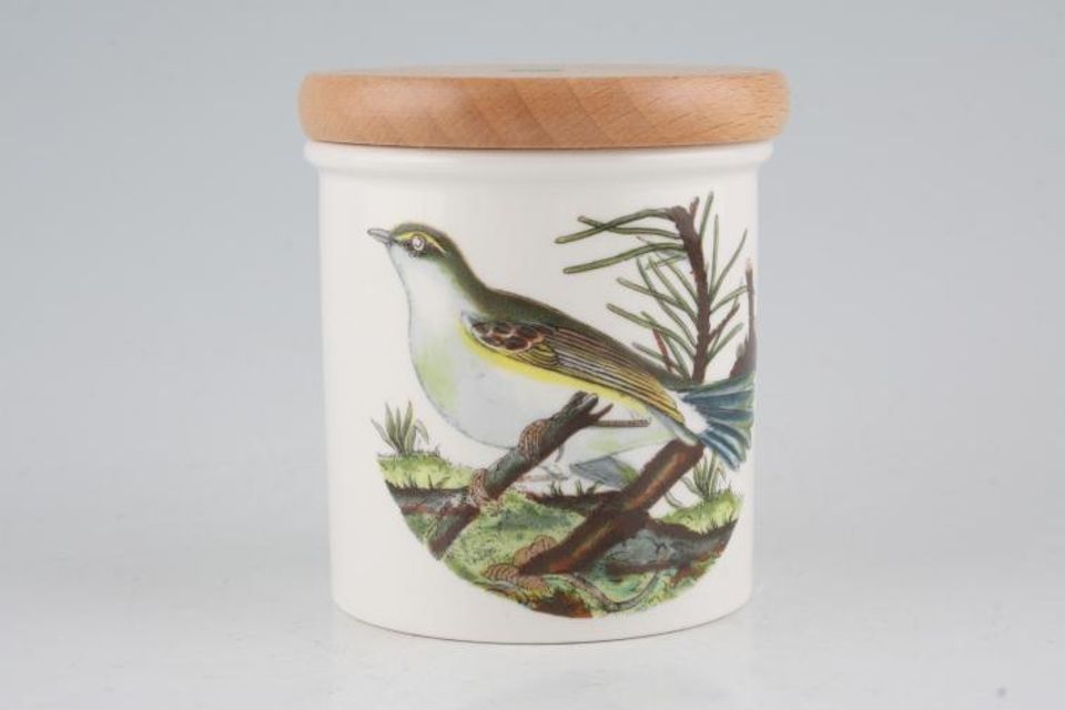 Portmeirion Birds of Britain - Backstamp 3 - New Storage Jar + Lid Willow Warbler - Lidded 2 5/8" x 2 5/8"