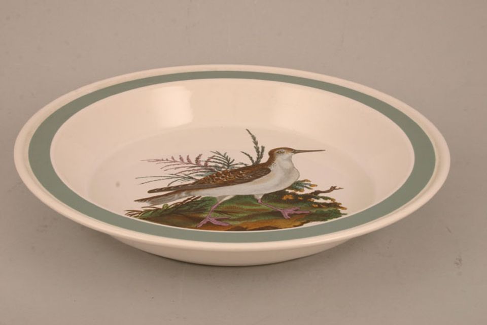 Portmeirion Birds of Britain - Backstamp 1 - Old Pasta Bowl Rimmed - Grey Phalarope 10 1/2"