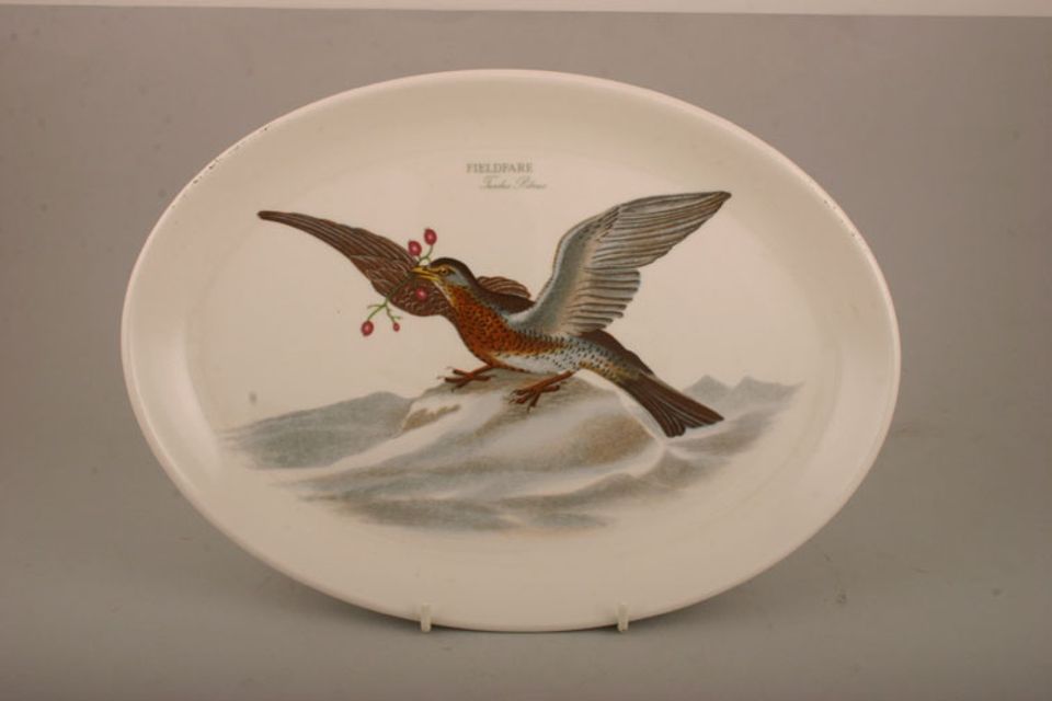Portmeirion Birds of Britain - Backstamp 1 - Old Oval Platter Portmeirion - Fieldfare - No Green Band 13"
