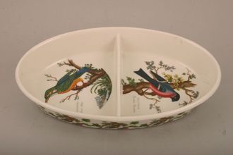 Sell Portmeirion Birds of Britain - Backstamp 1 - Old Serving Dish Oval - Divided - No Green Band - Kingfisher+Bullfinch 11 3/8" x 7 1/8"