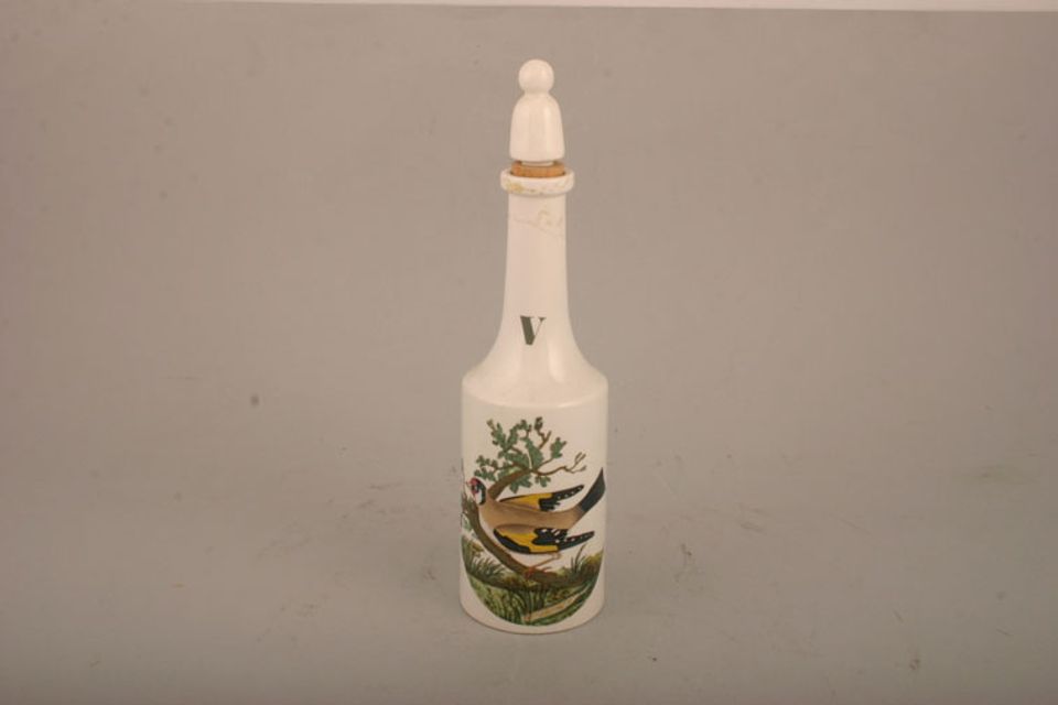 Portmeirion Birds of Britain - Backstamp 1 - Old Vinegar Bottle + Stopper Goldfinch - Ceramic Lid 9"