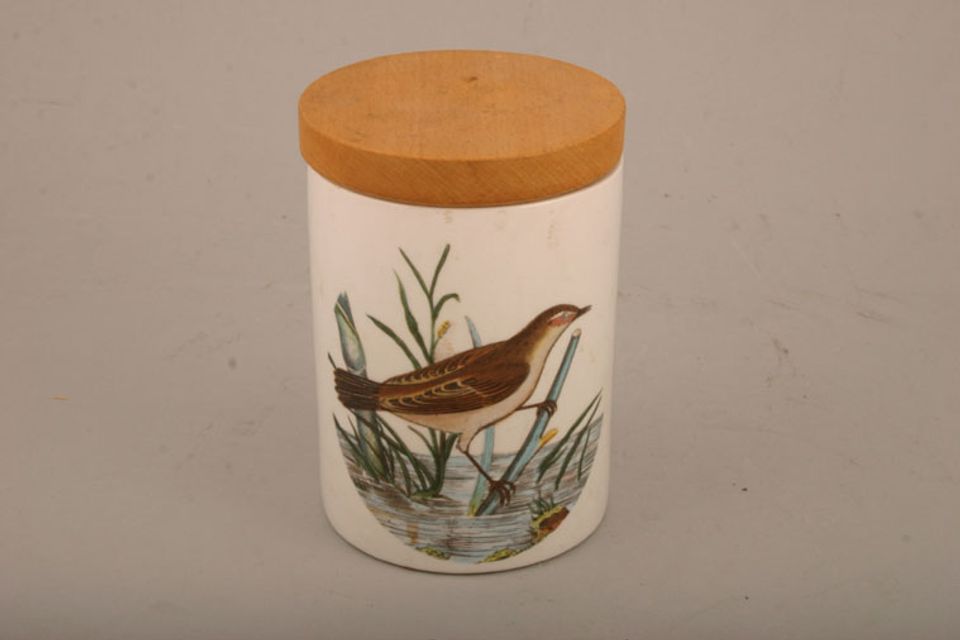 Portmeirion Birds of Britain - Backstamp 1 - Old Storage Jar + Lid Sedge Warbler 3" x 4"