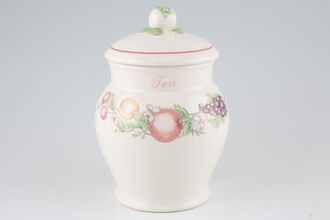 Boots Orchard Storage Jar + Lid Tea on item - Embossed lid 3 7/8" x 5 1/2"