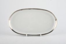 Thomas Medaillon Platinum Band - White with Thick Silver Line Pickle Dish Shallow, eared 7 3/4" thumb 1
